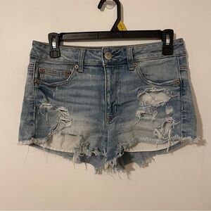 American Eagle Hi Rise Festival Denim Shorts High Waisted Size 4 Distressed